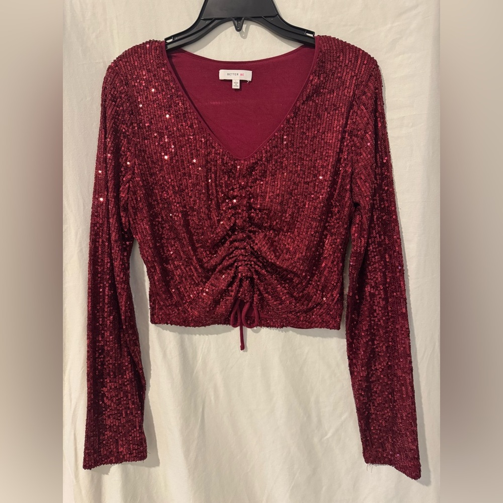 Better Be Burgundy Sequin Blouse